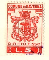 COMUNE DI RAVENNA - MARCA COMUNALE LIRE 5 - CON STEMMA - Other & Unclassified