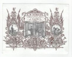 Carte Porcelaine 19,5x 15 cm Imprimeur, Plaine De St. Pierre, Gand Libraire Militaire J.P. Sibron, Litho Verhaere C1850 - Porcelaine