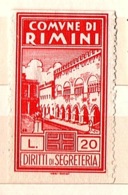 COMUNE DI RIMINI  - MARCA COMUNALE LIRE 20 - PIAZZA DEL MUNICIPIO - Altri & Non Classificati