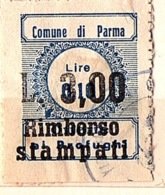 COMUNE DI PARMA  - MARCA COMUNALE LIRE 3/0,10 - SOPRASTAMPATO - Autres & Non Classés