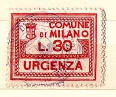 COMUNE DI MILANO   - MARCA COMUNALE  L. 30 - Other & Unclassified
