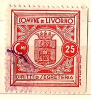 COMUNE DI  LIVORNO  - MARCA COMUNALE  CENT.25 - CON STEMMA COMUNALE - Other & Unclassified