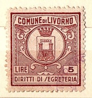 COMUNE DI  LIVORNO  - MARCA COMUNALE  LIRE 5  - CON STEMMA COMUNALE - Other & Unclassified