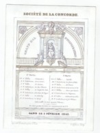 1 Carte Porcelaine Société De La Concorde Grand Bal D'Inauguration Gand 1845  Sculpteur Defferrez  Lith.DE Busscher VG - Porcelaine