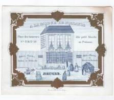 1 Carte Porcelaine, A La Morue De Hollande, Place Petit Marché Au Poisson, Lescrauwaet Van Troostenberghe  Bruges C1845 - Cartes Porcelaine