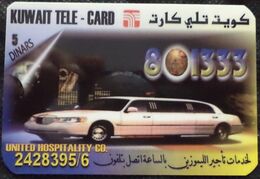 KUWAIT - Kuwait Tele Card 5 Dinars United Hospitality Co Cars - Kuwait