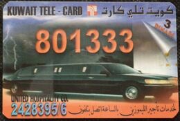 KUWAIT - Kuwait Tele Card 5 Dinars United Hospitality Co Cars - Kuwait