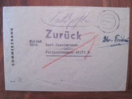 1942 Feldpost 2 WK Reich Feldpostnummer 46871 E Stab Il U. 5.-8. Kompanie Infanterie Ersatz Regiment 608 Zurück Cover - Cartas & Documentos