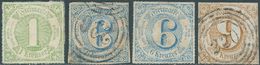 Germania Germany Deutschland,Thurn Und Taxis 1866 Colored Print On White Paper-Rouletted,1Kr-6Kr-9Kr Used & Mint - Mint