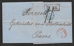 1869 POLAND POLOGNE POLEN - WARSCHAU TO PARIS - ROTHSCHILD - LOTTERY COLLECTOR - KOLLEKTOR LOTERYI - ...-1860 Préphilatélie