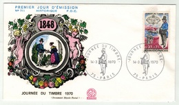 France // FDC // Journée Du Timbre 1970 Paris - 1970-1979