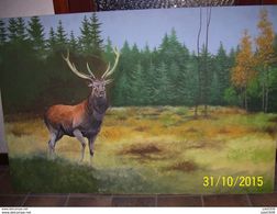 BOUILLON ..-- CERF ..-- Peinture Huile Faite Par Un Dinantais , Probablement . 1M20 X 0M80 . - Bouillon