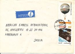 Poland Cover Sent Air Mail To Denmark Warszawa 22-10-1981 Topic Stamps Space And Balloon - Autres & Non Classés