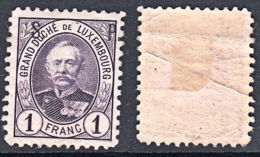 A1198 LUXEMBOURG 1893,  SG 0195a Duke Adolf, 1fr  Official SP Overprint, Mounted Mint - 1891 Adolfo Di Fronte