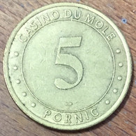 44 PORNIC CASINO DU MOLE GROUPE PARTOUCHE JETON DE 5 EURO MONNAIE DE PARIS SLOT MACHINE EN MÉTAL CHIP COIN TOKEN - Casino