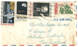 (H 12)  USA To New Zealand Air Mail Cover (with Man On The Moon Stamp) - America Del Nord