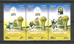 Egypt - 2010 - ( Sports - Egypt, Winner Of Can 2010, Angola ) - Strip Of 3 - MNH (**) - Otros & Sin Clasificación
