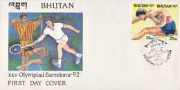 BARCELONA Olympic Games SERIES 2-Stamp FDC 1992 BHUTAN - Summer 1992: Barcelona