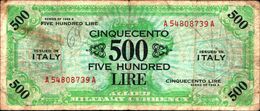 19929) BANCONOTA Da 500 AM LIRE Occupazione Militare Alleata 1943 A Bilingue -banconota Non Trattata.vedi Foto - Altri & Non Classificati