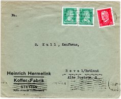 DR 1928, 15+2x5 Pf. Auf Firmen Brief V. Stettin N. Estland. - Non Classificati