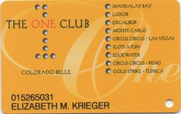 Carte Membre Casino : The One Club : Colorado Belle + 9 Casinos - Casino Cards