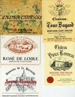 Lot De 8 Etiquettes De Vin Chateauneuf Du Pape Saumur Champigny Bourgueil Beaujolais St Emilion - Other & Unclassified