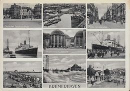 D-27576 Bremerhaven - Alte Ansichten 1940 - Hafen - Dampfer - Straßenbahn - D "Bremen" - Bremerhaven