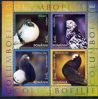 ROMANIA 2005 Pigeons Block MNH / **.  Michel Block 366 - Neufs