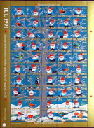 Denmark Christmas Seal 1991 MNH ( **)  Full Sheet  Unfolded Christmas Elves In Wood - Fogli Completi