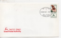 Cpa.Timbres.Israël.2000.Hazrot Yasaf. Israel Postal Authority  Timbre Fleurs - Usados (con Tab)