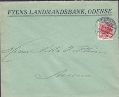 Denmark FYENS LANDMANDSBANK (Bank) Brotype Ia ODENSE 1908 Cover Brief ASSENS (Arr.) - Lettres & Documents