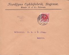 Denmark NORDFYNS CYCLEFABRIK, Bogens  Brotype Ia AARUP JB.P.E. 1908 Cover Brief ASSENS (Arr.) Bike Fahrrad Bicycle - Storia Postale