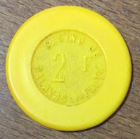 34 PALAVAS LES FLOTS CASINO JETON DE 2 NOUVEAUX FRANC CHIPS TOKENS COINS - Casino