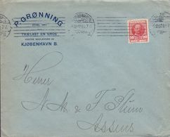 Denmark P. GRØNNING Vestre Boulevard 40, Trælast En Gros (Wood) KJØBENHAVN B. Tms Cds. 1907 Cover Brief ASSENS (Arr.) - Lettres & Documents