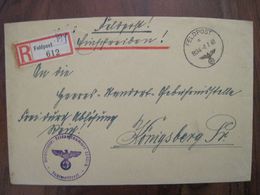 Feldpost 612 1940 Feldpostnummer 22981 A Reich Allemagne Cover Einschreiben Kompanie Infanterie-Regiment 249 - Cartas & Documentos