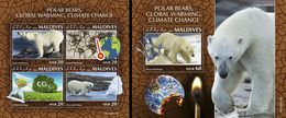 Maldives 2020, Animals, Polar Bear And Climate Chance, 4val In BF+BF - Faune Arctique