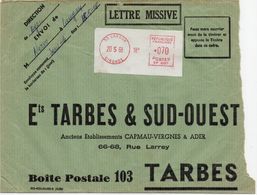 Vignette D'affranchissement 0.70 Fr Dp 33 . Langon  Sur Lettre Missive Du 20/5/1968 - Autres & Non Classés