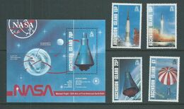 Ascension 1987 Space Manned Flight Set Of 4 & Miniature Sheet MNH - Ascensione