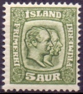IJsland 1907-08 5aur Groen Twee Koningen WM Crown PF-MNH - Ongebruikt