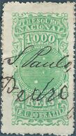 Brazil Brasile,Revenue Stamp Tasse Taxes,Fiscal MINISTRY OF NATIONAL TREASURY,1,000 Reis Used - Officials