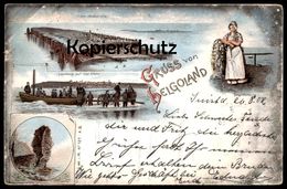 ALTE LITHO POSTKARTE GRUSS VON HELGOLAND LANDUNG AUF DER DÜNE HELGOLÄNDERIN Ansichtskarte AK Postcard Cpa - Helgoland