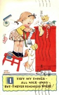Illustration Mabel Lucie Attwell - Fillette Et Son Chien: I Tidy My Things (je Range Mes Affaires) - Attwell, M. L.
