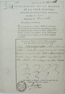 Acte De Décès D' Henry Mongendre, Au Siège D'Anvers Mai 1814, Guerres De L'Empire, - Documenti Storici