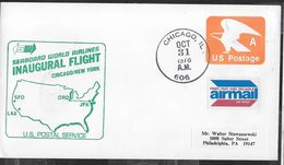 U.S.A. - SERBOARD WORLD AIRLINES INAUGURAL FLIGHT - CHICAGO- NEW YORK - OCT 31.1978 - SU BUSTA POSTALE (SC.580) - Altri & Non Classificati