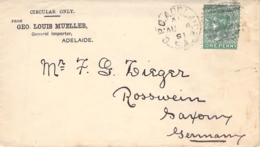 Cover Adelaide - Rosswein (Sachsen) 1891 AKS - Lettres & Documents
