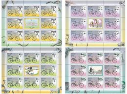 Russia 2008 Sheet History Of Sciences Technique Bicycles Transport Bike Cycling Race Bicycle Stamps MNH Michel 1518-1521 - Feuilles Complètes