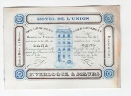 1 Carte Porcelaine  Hôtel De L'Union  E.Verloock  Graenmerkt Dagel. Vertrek Der Dilligentien Naar Ronse Lokereren Zele - Porcelaine