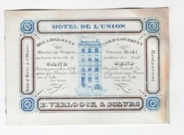 1 Carte Porcelaine  Hôtel De L'Union  E.Verloock  Graenmerkt Dagel. Vertrek Der Dilligentien Naar Ronse Lokereren Zele - Porzellan