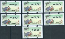 MACAU 2020 ZODIAC YEAR OF THE RAT ATM LABELS NAGLER 104 SET OF 7 VALUES - Distribuidores