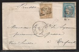 France N°43A Et 44A Lettre Pour Un Prisonnier De Guerre En Prusse. RARE - War 1870